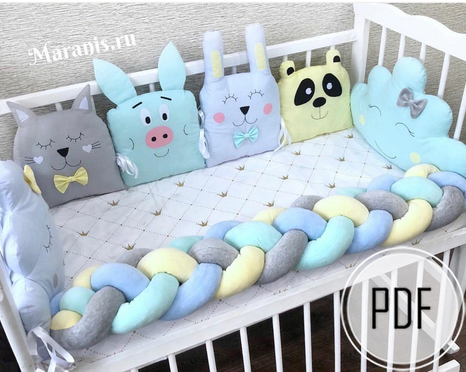 Baby crib pillow pattern. 6 in1. Knot bumper pillow pillows Etsy