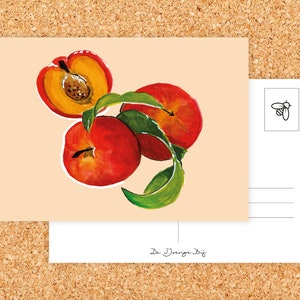 Cartolina Nettarine - Frutta Estiva - Summer Card - Frutta - Estate - Illustrazione Colorata - Decorazione - Card