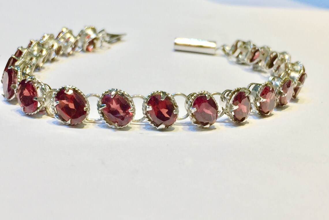 Stunning Natural Red Bracelet. 925 Sterling Silver. 20 Etsy