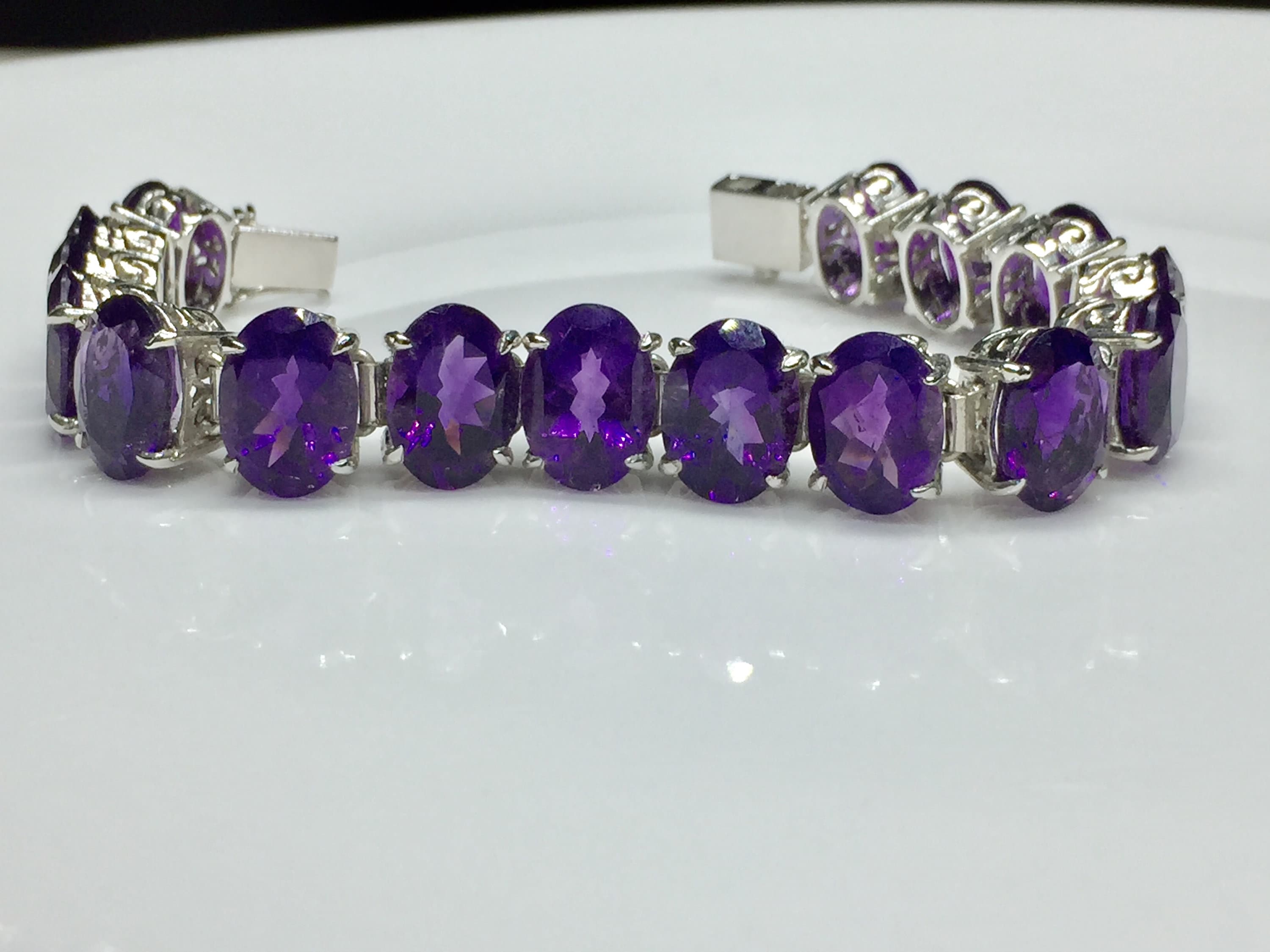 Amazing Amethyst Bracelet. 925 sterling silver. 19 CM long. Etsy