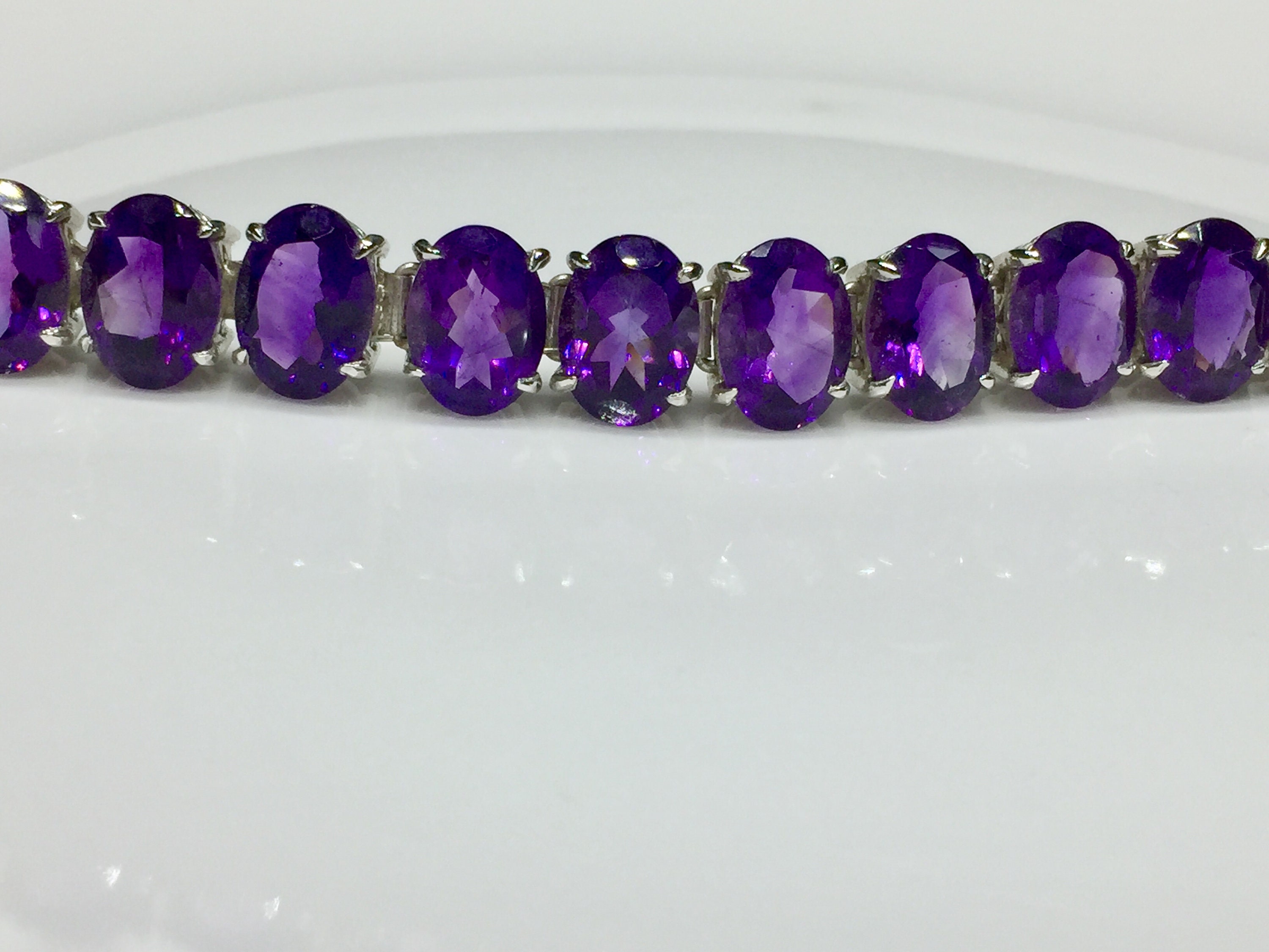 Amazing Amethyst Bracelet. 925 sterling silver. 19 CM long. Etsy