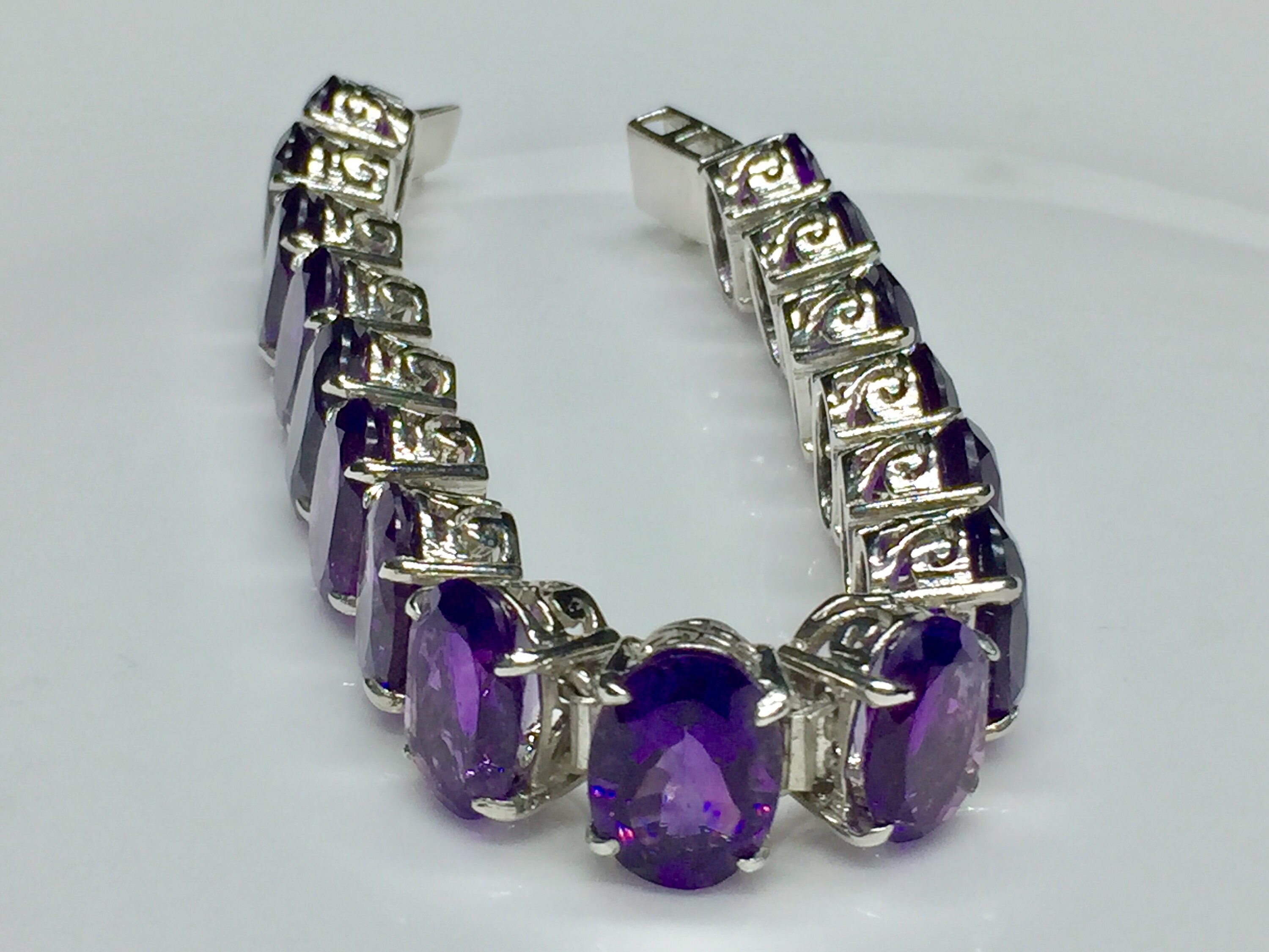 Amazing Amethyst Bracelet. 925 sterling silver. 19 CM long. Etsy