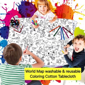 Die Weltkarte Maldecke Geschenk für Kinder + 12 Washable Markers kostenlos, Geburtstagsgeschenke, Aktivitäten für Kinder, waschbar und wiederverwendbar