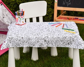 The Universe Washable Coloring Tablecloth with 12 Washable Markers Included - Wonderful and Top Quality 100% Cotton