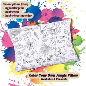 Jungle Coloring Pillow: Washable Kids Travel Gift