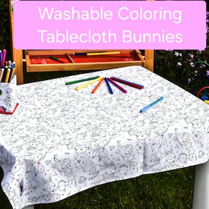 Coniglietti da colorare Tovaglia grande regalo per bambini + 12 pennarelli lavabili gratis, regali di compleanno, attività per bambini