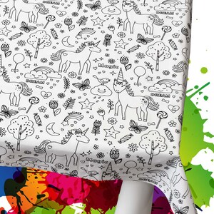 Nappe de coloriage lavable Les Licornes avec 12 marqueurs lavables inclus Magnifique et de qualité supérieure 100% coton image 3