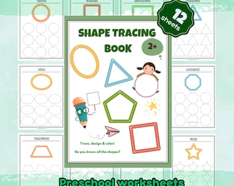 Shape Tracing Workbook: Preschool Kids Activity (PDF Download)