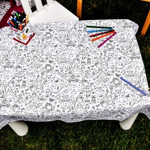 The Princesses and Fairytales Washable Coloring Tablecloth with 12 Washable Markers Included Wonderful and Top Quality 100% Cotton image 8