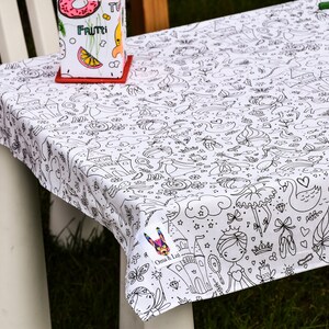 The Princesses and Fairytales Washable Coloring Tablecloth with 12 Washable Markers Included Wonderful and Top Quality 100% Cotton image 6