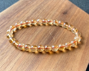 Handgemaakte armband met citrienkristal: edelsteen met kralen van 6 mm voor overvloed