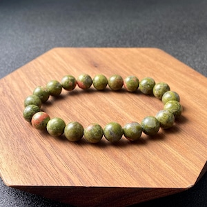 8mm Unakite Bracelet - Handmade Natural Unakite Crystal Beaded Bracelet for Healing, Emotional Balance, Spiritual Growth & Grounding
