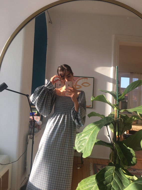 Gingham balloon sleeve dress Clearance