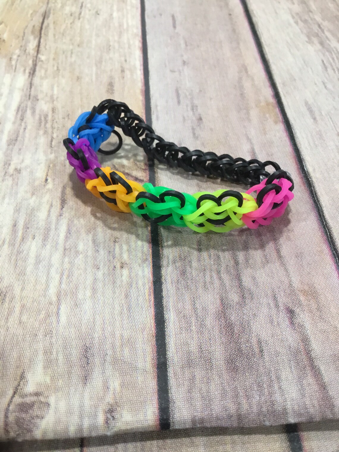 Set of Five Rainbow Loom Neon Bracelets Etsy