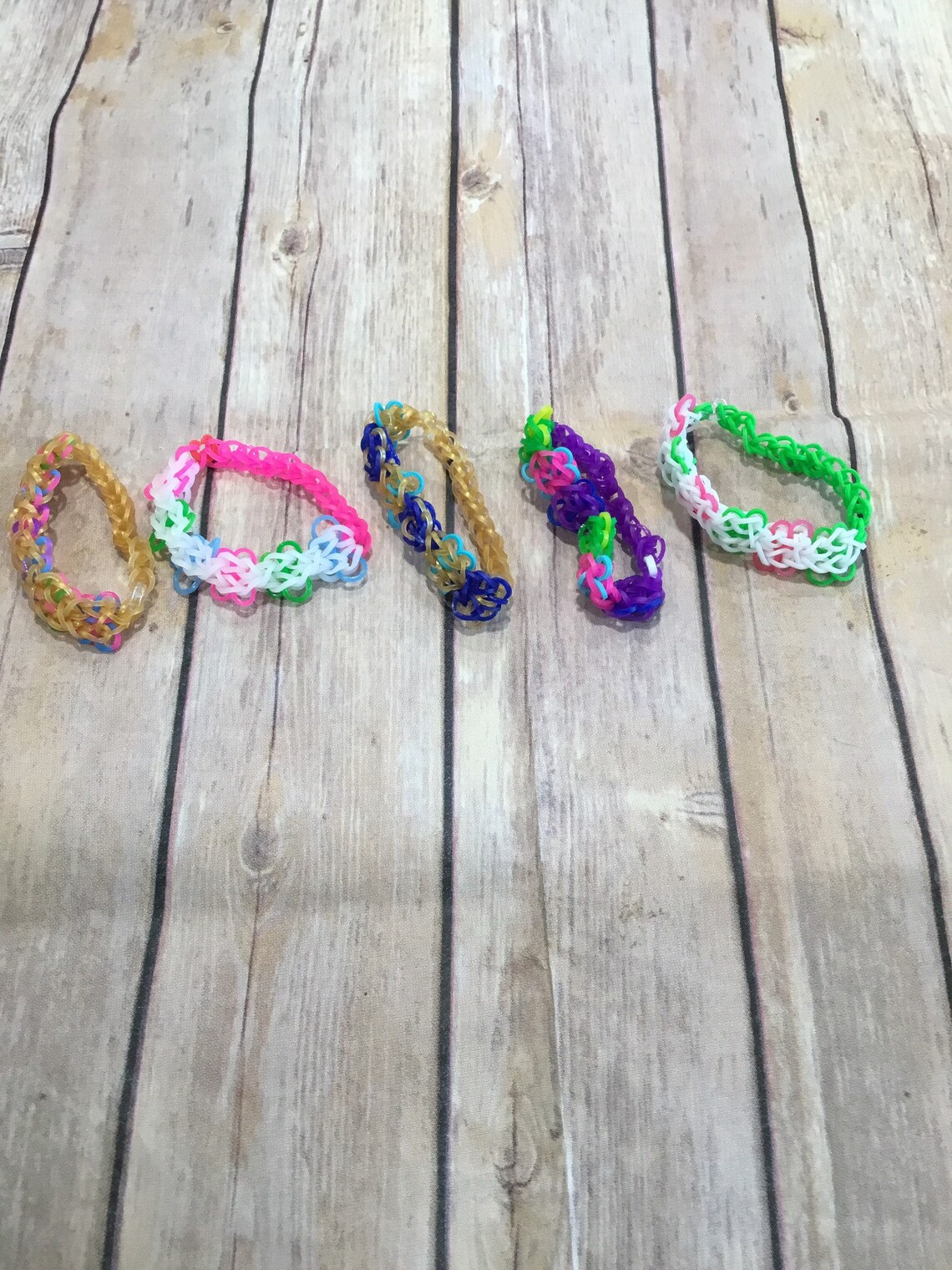 Set of Five Rainbow Loom Butterfly Blossoms Bracelets Etsy