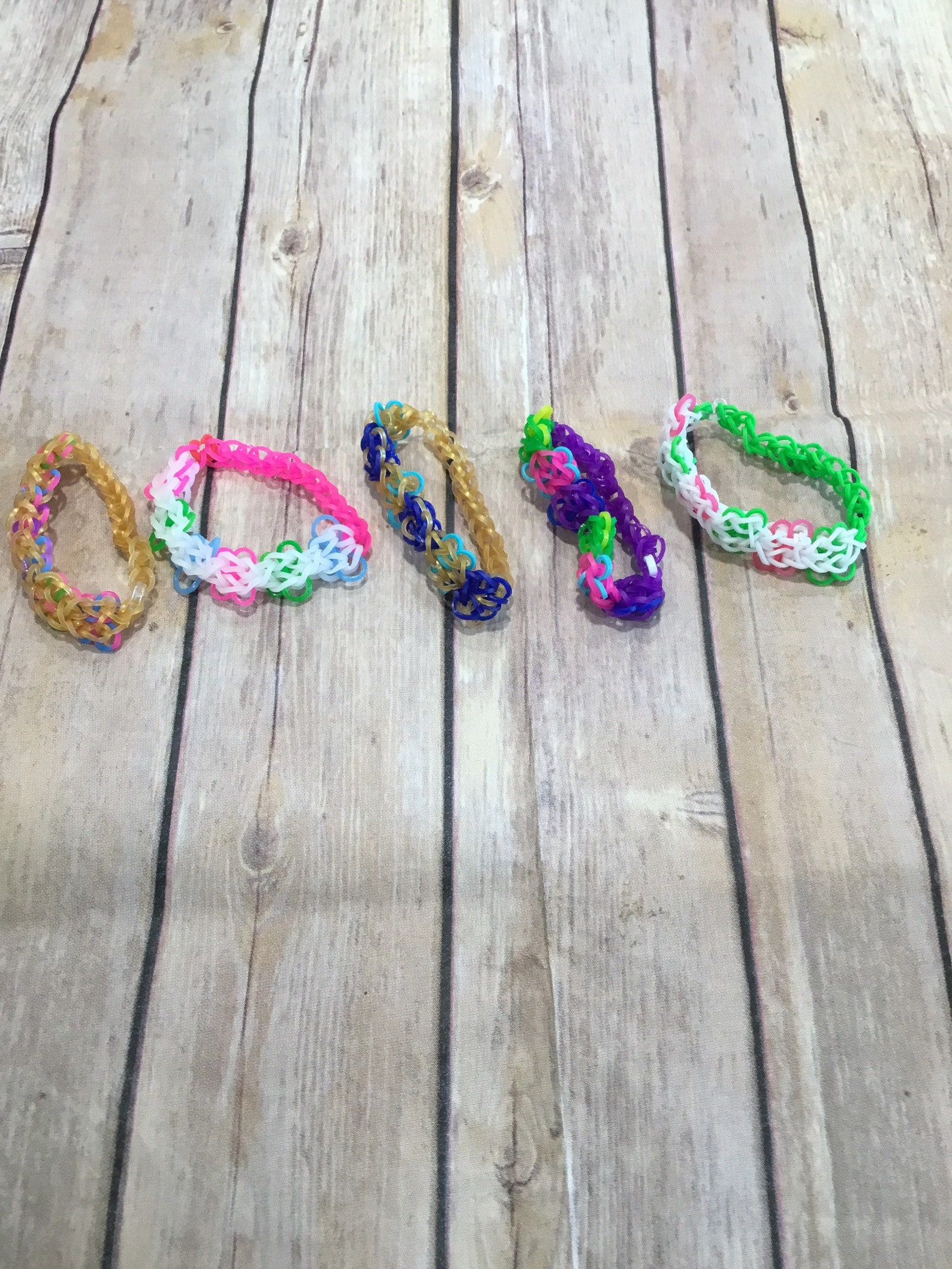 Set of Five Rainbow Loom Butterfly Blossoms Bracelets Etsy