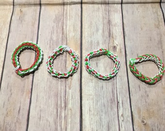 Set of Four Christmas Rainbow Loom Bracelets