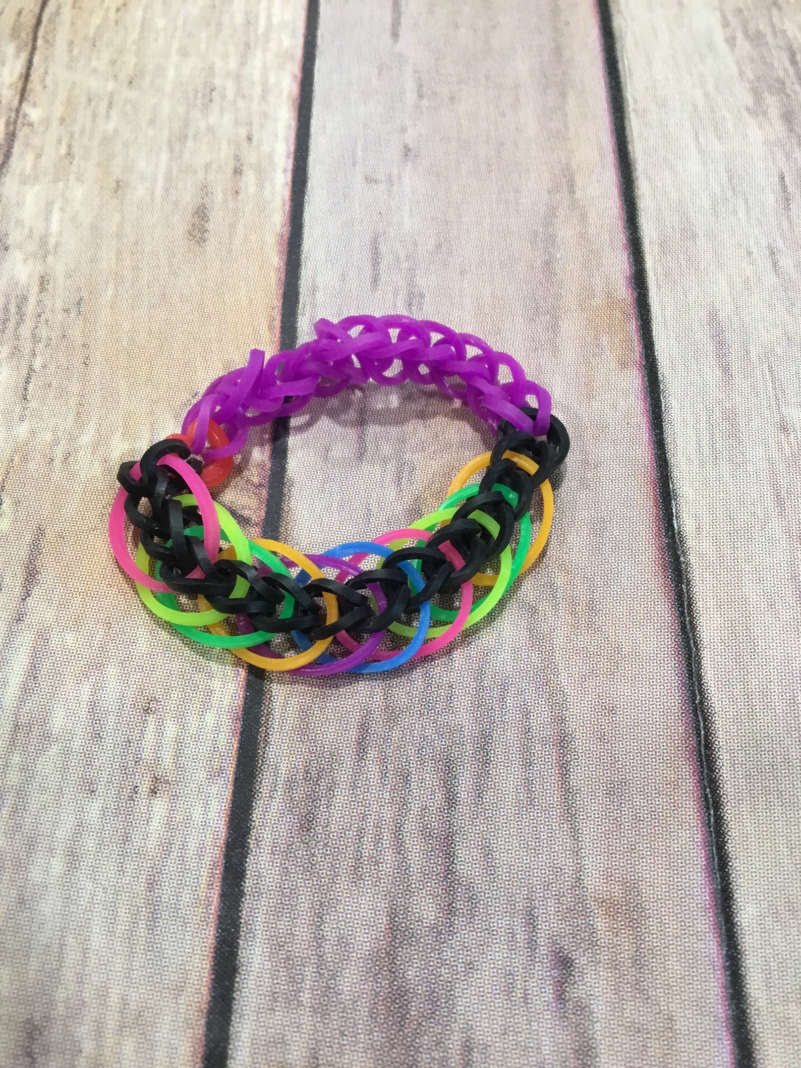 Set of Five Rainbow Loom Neon Bracelets Etsy