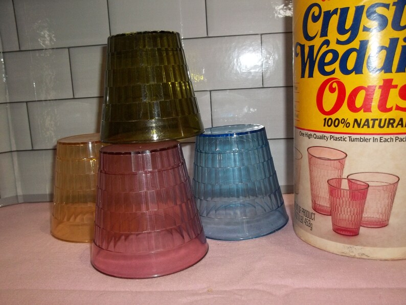 Vintage Oatmeal Cups Tumblers Quaker Crystal Wedding Plastic - Etsy