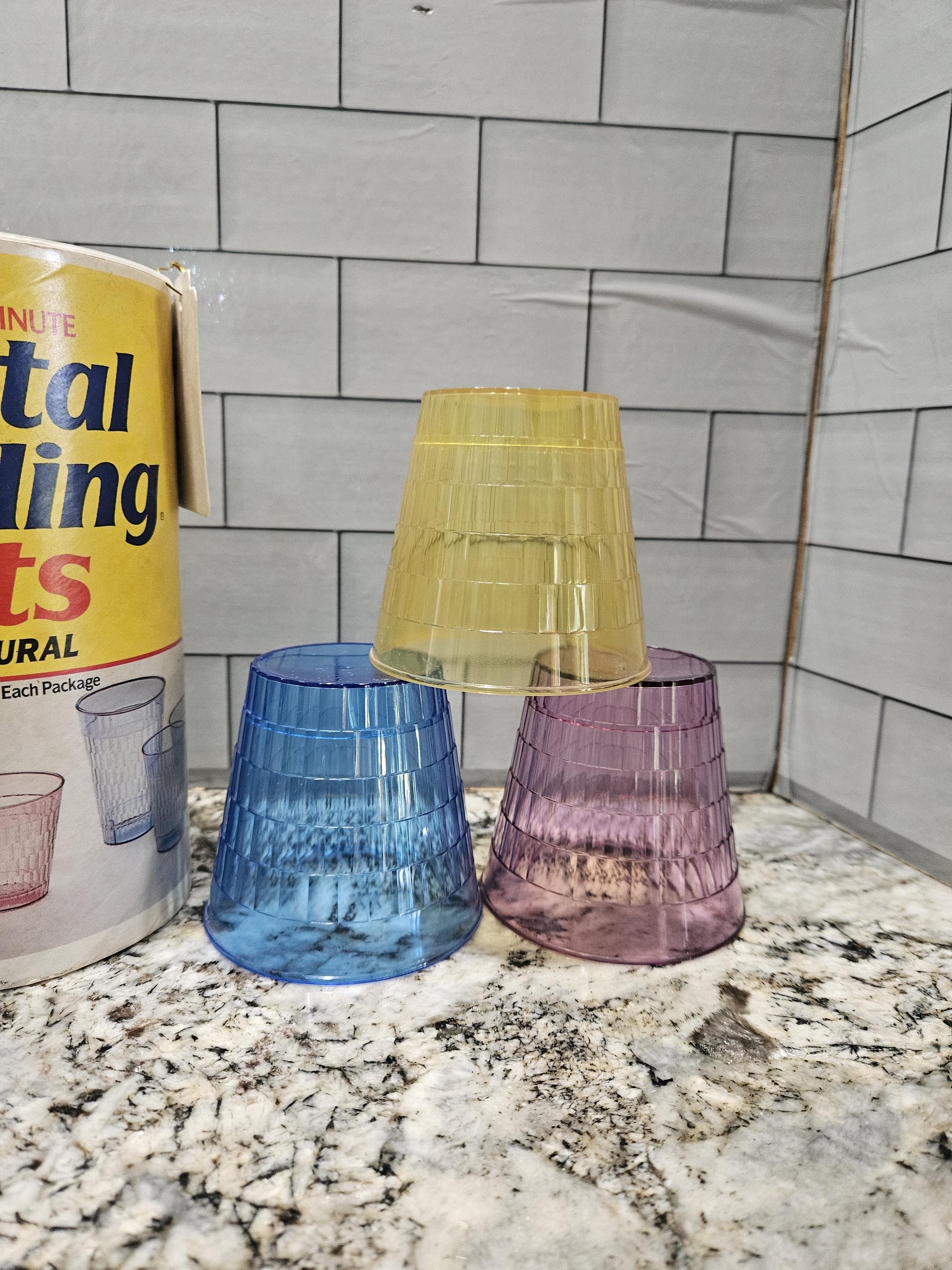 Vintage Oatmeal Cups Tumblers Quaker Crystal Wedding Plastic **YOUR ...