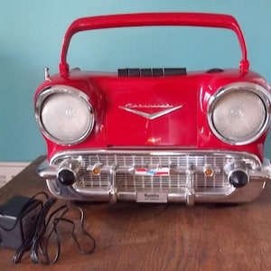 【レア】57Chevy風 ラジオ型オブジェ ヴィンテージ VTG Chevy '57 Red Radio Cassette AM/FM Player Randix Man Cave Home