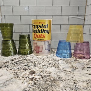Vintage Oatmeal Cups Tumblers Quaker Crystal wedding plastic **YOUR CHOICE** sets