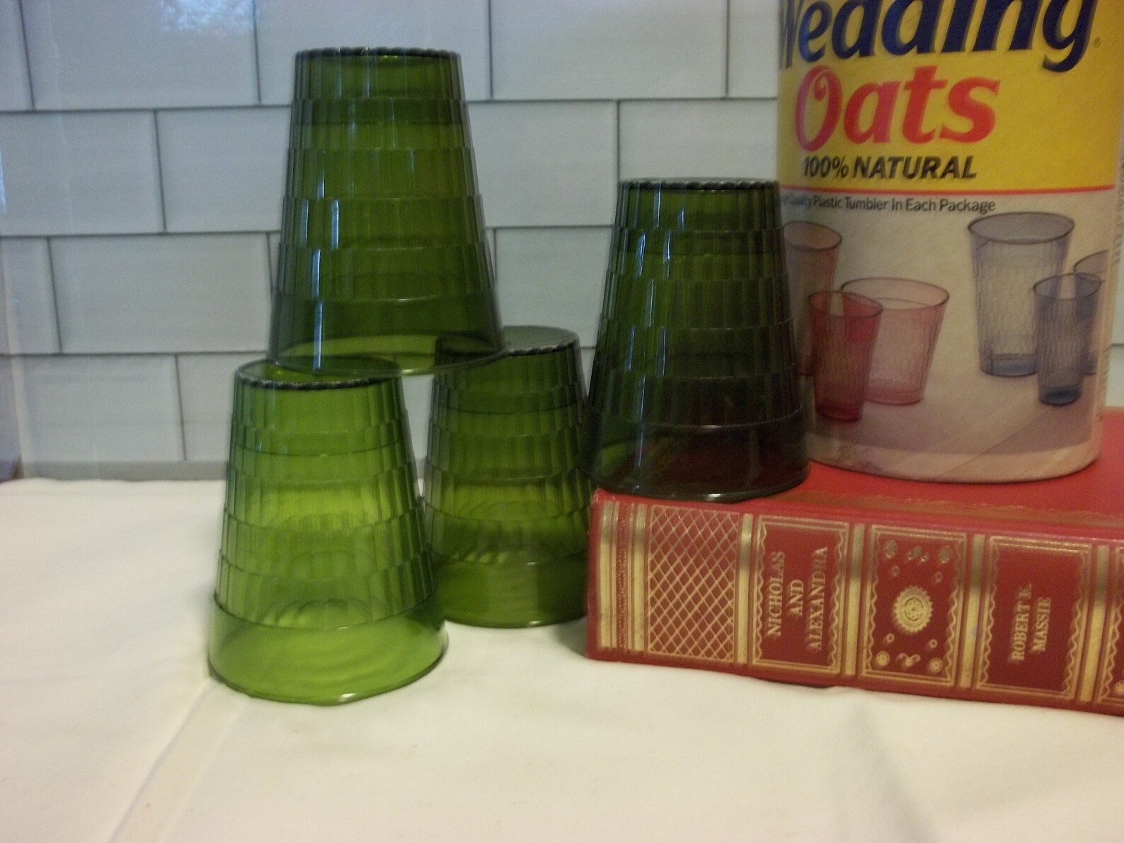 Vintage Oatmeal Cups Tumblers Quaker Crystal Wedding Plastic YOUR ...