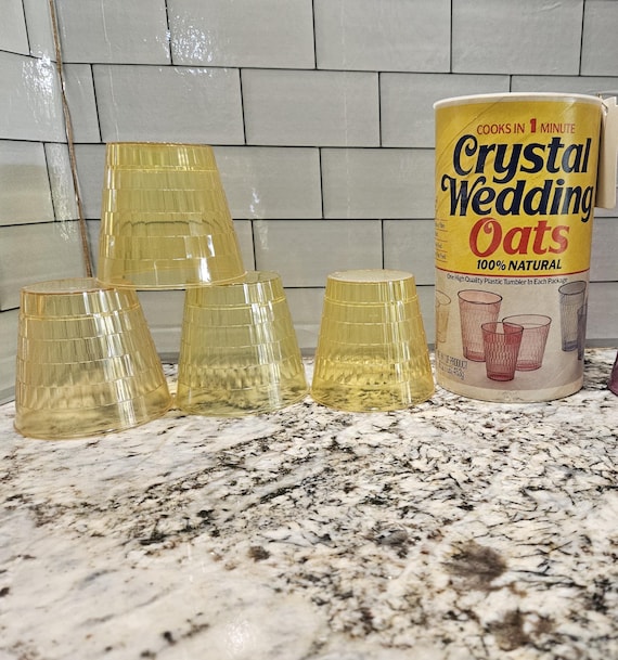Crystal Wedding Oats vintage plastic Tumbler ** YOUR CHOICE** gold or purple sets