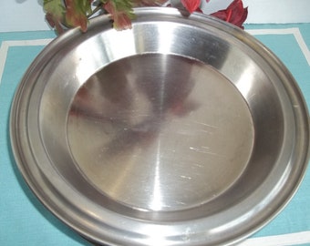 Vintage Pie plate pan heavy duty dripless stainless steel *ONE PAN* 9 X 1-1/4 bake unmarked Luster Craft