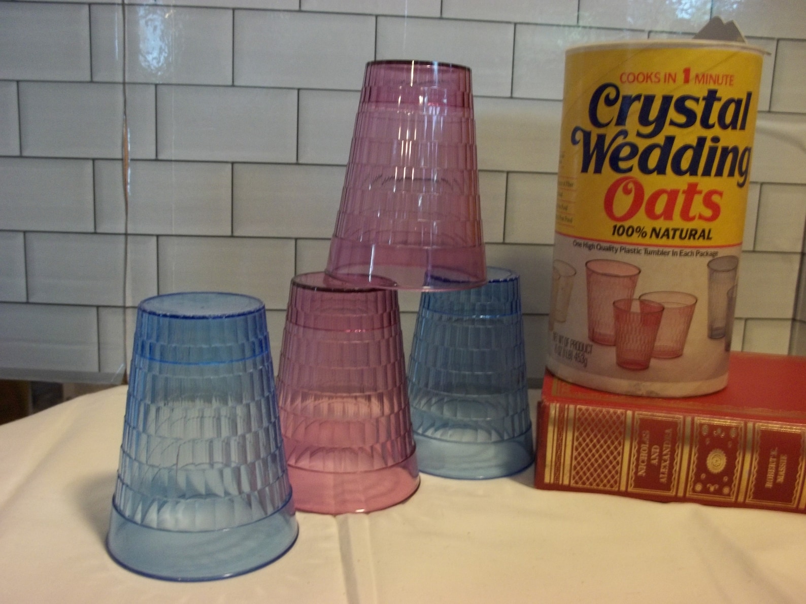 Vintage Oatmeal Cups Tumblers Quaker Crystal Wedding Plastic YOUR ...