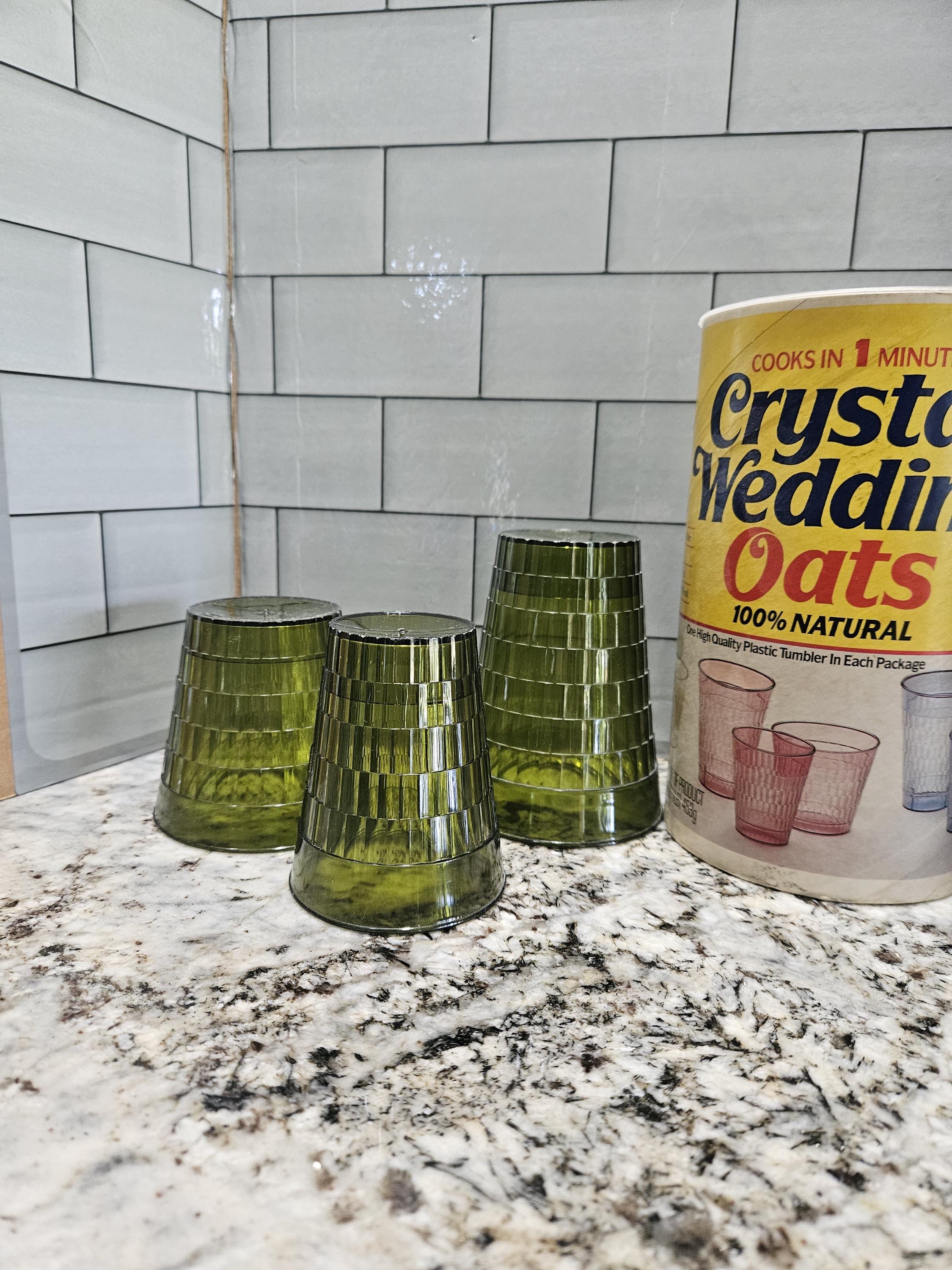 Vintage Oatmeal Cups Tumblers Quaker Crystal Wedding Plastic **YOUR ...