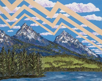 Grand Tetons Giclée Print – Wyoming Mountain Landscape Painting