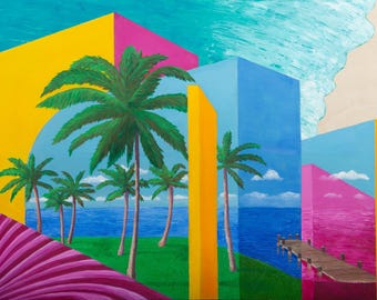 Florida Palms Giclée Print – Miami South Beach Inspired Seascape