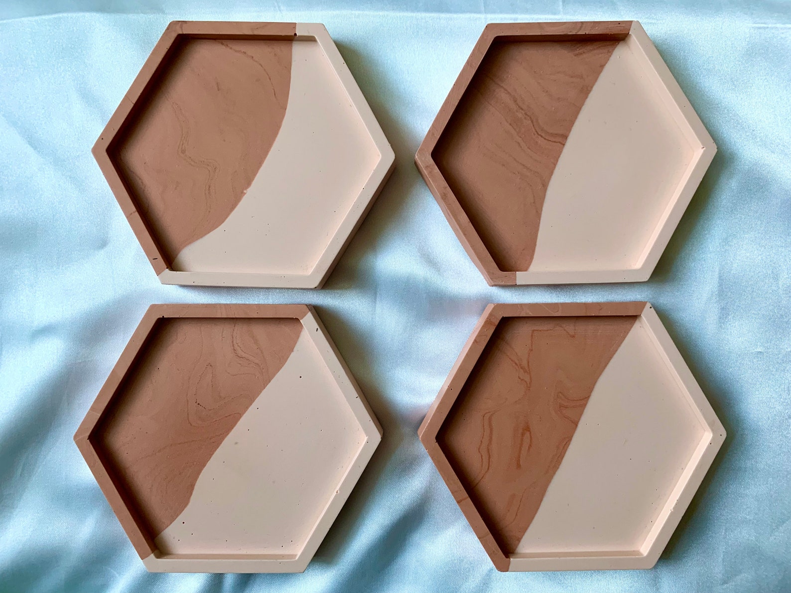 Set of 4 Hexagon Coasters Terracotta Coasters Hexagon Etsy