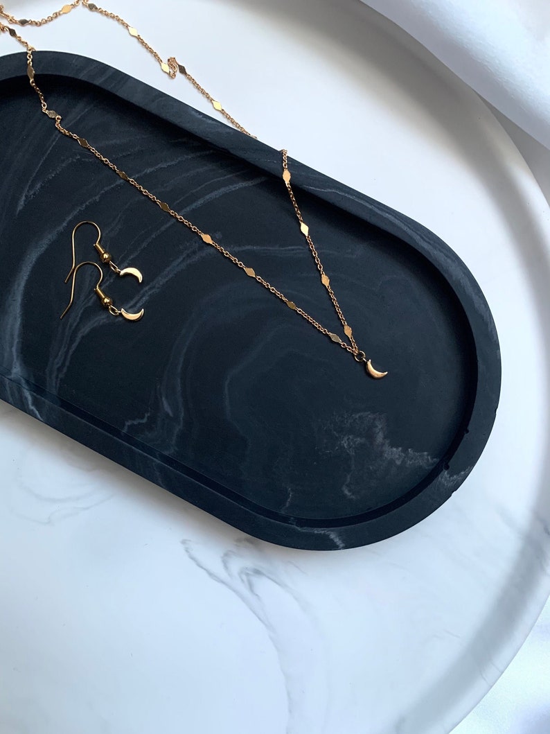 Black marble oval tray Black oval jewellery dish Jewellery Etsy