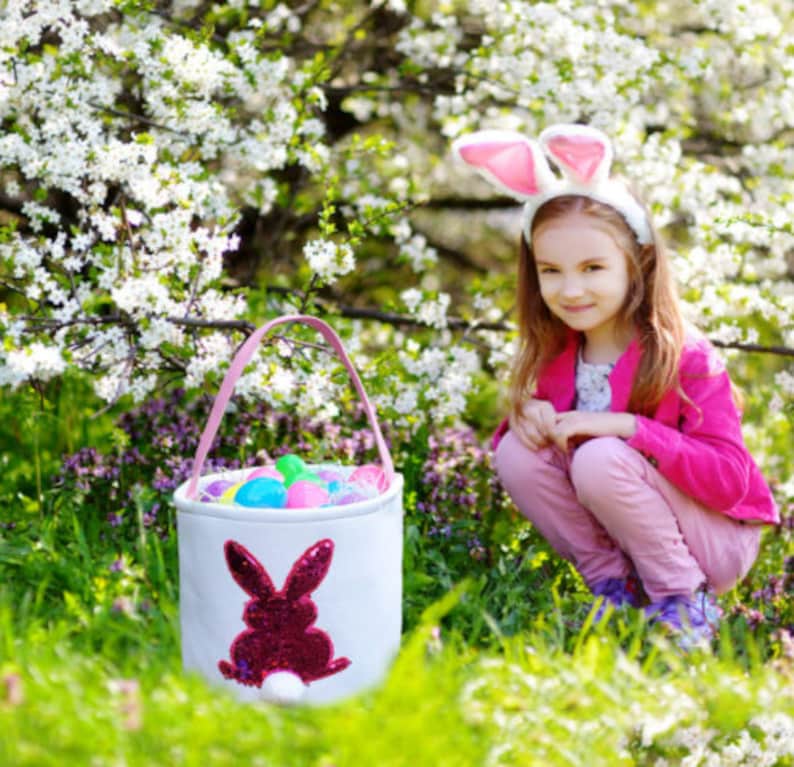Easter Gift For Kids. Easter Basket Bunny Tote Bag Bucket for Easter Eggs Easter EggsGift Baskets for Kids Toys