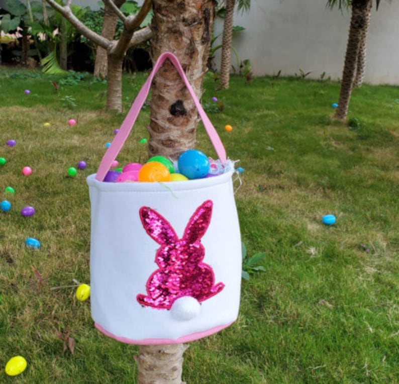 Easter Gift For Kids. Easter Basket Bunny Tote Bag Bucket for Easter Eggs Easter EggsGift Baskets for Kids Toys