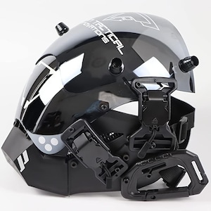 Mask for Men Black Cosplay Helmet Mask Costume, Futuristic Cool Masks Full Face Techwear Accessories Adults Handmade Gifts