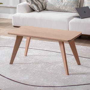 Handmade Solid Oak Coffee Table: Minimalist Modern Center Table
