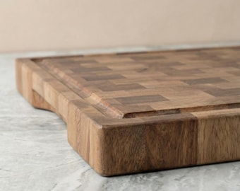 Personalized Walnut End Grain Charcuterie Board, Luxury Heavy Duty Butcher Block, Custom Engraved Cutting Board, Premium Housewarming Gift