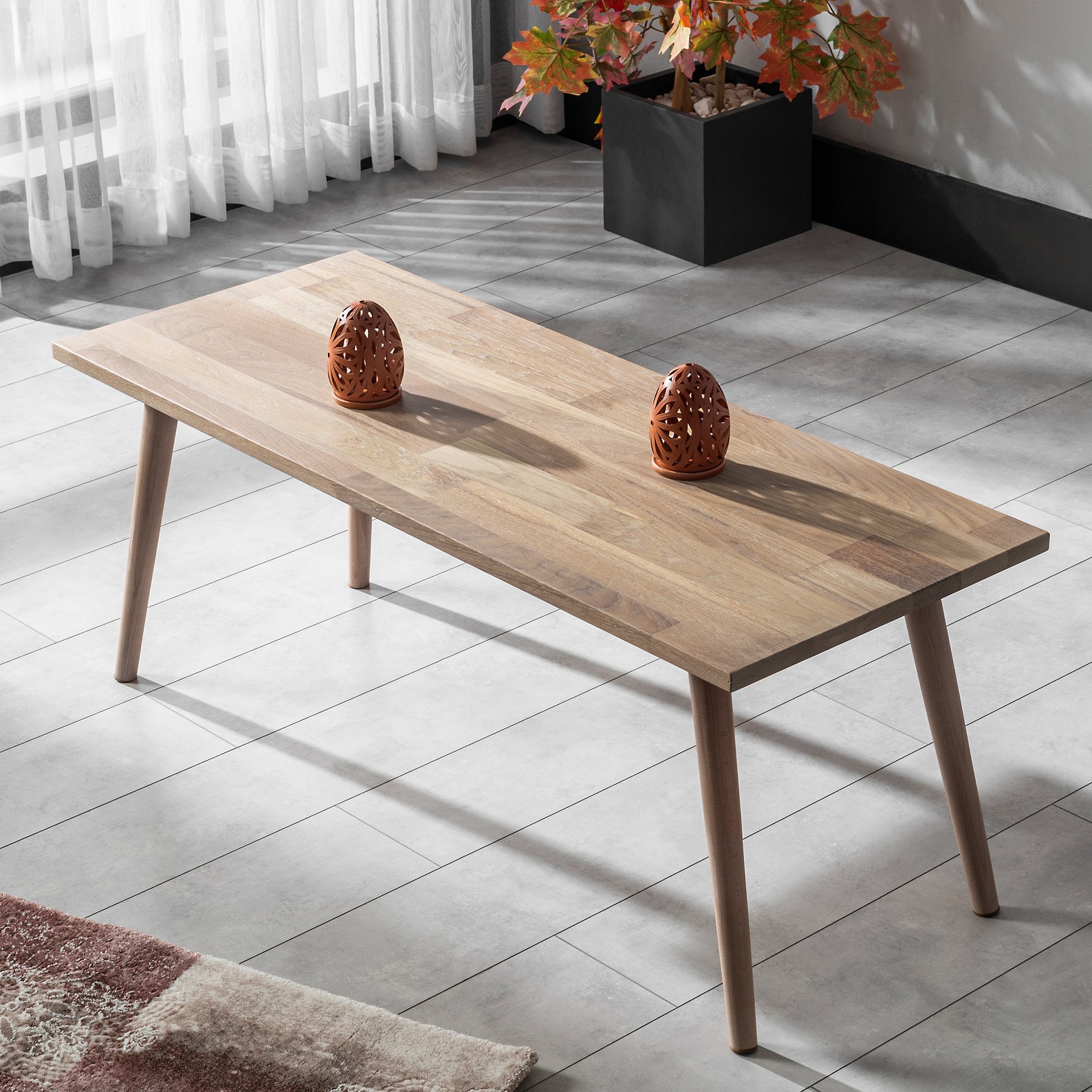 Scandi Rectangle Small Table Solid Oak Coffee Table, Minimalist Living Room Furniture, Scandi Table ...