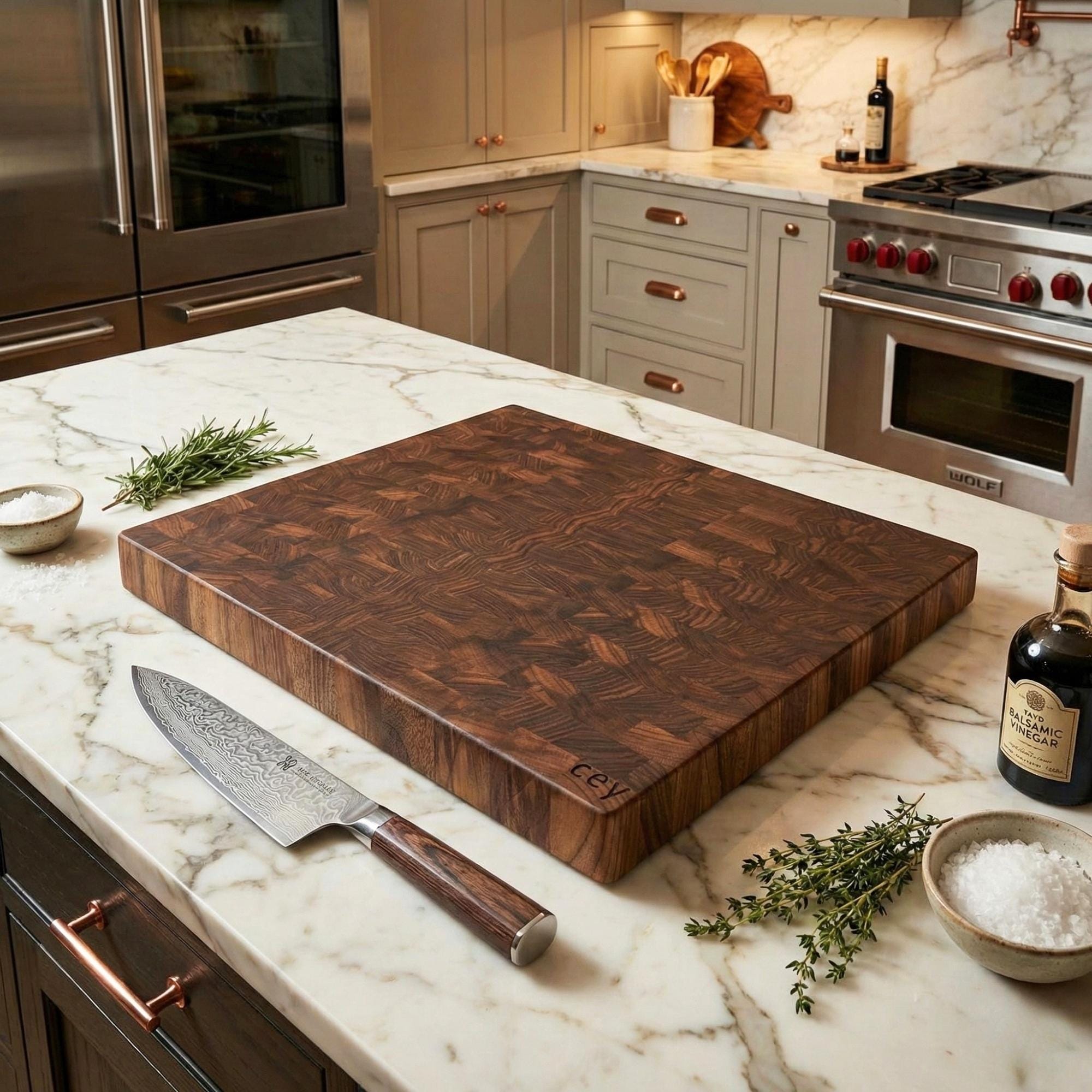 Heavy Duty Walnut Cutting Board, Countertop Fit, End Grain Butcher