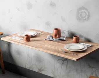 White Oak Folding Wall Desk, Murphy Desk, Fold Down Table, Wall Mounted Desk, Small Space Desk, Home Office Workstation