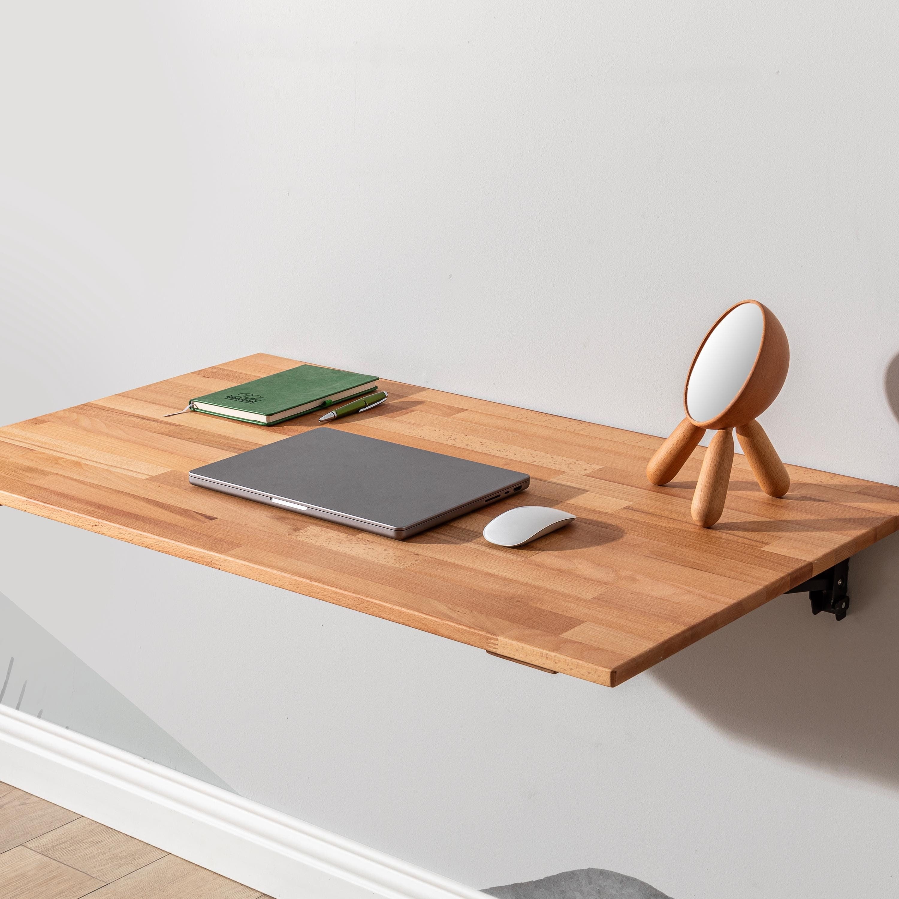 Space Saver Folding Floating Desk, Wooden Folding Table, Wall Mount Study Desk, Fold Down Dining Table, Murphy Desk, Home Office,Light Brown