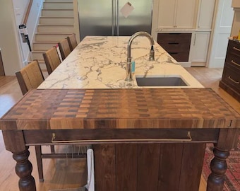 Custom Butcher Block Countertop, Large Kitchen Island Table Top, Walnut Cutting Board, Handmade Chopping Board, Wooden Tabletop