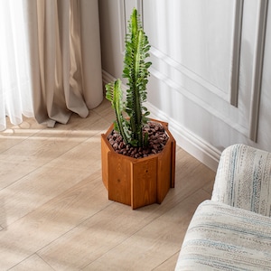 Pflanzkasten aus Holz, Pflanzenkasten für Pflanzen, Blumenständer, Blumentopf, handgemacht - anpassbar, achteckiger Pflanzkasten, Dekoration für Haus und Garten