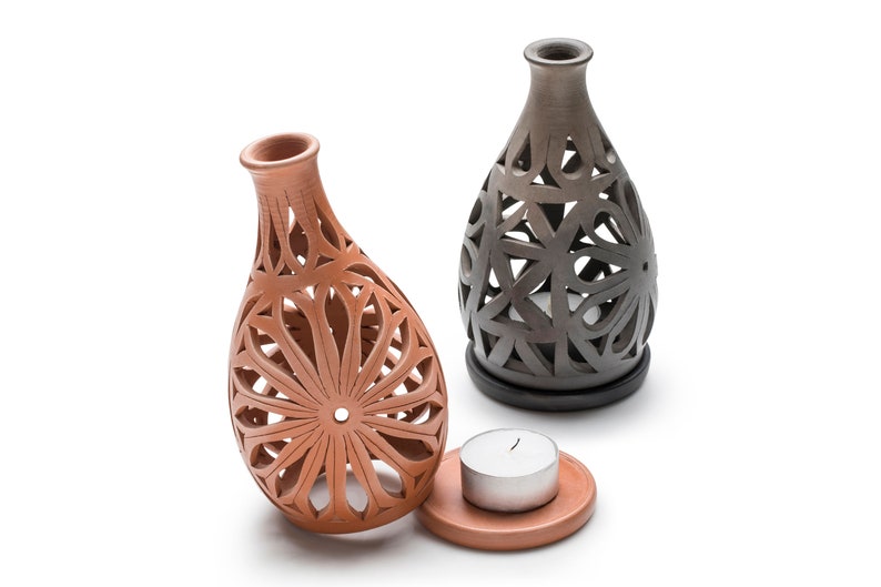 Candle Holder Vase Shaped Pottery Candle Holders Decorative Etsy