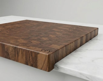Heavy Duty Walnut Cutting Board, Countertop Fit, End Grain Butcher Block Slab, Double Sided, Custom Size Copping Board