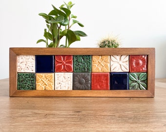 Hand Painted Tile Wooden Planter Box: Indoor/Outdoor Desk Decor