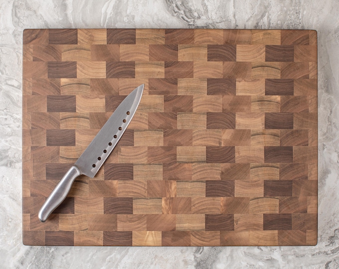 Walnut Cutting Board Double Sided, End Grain Butcher Block, Reversible Chopping Board, 1.50"and 2.00” Thickness, End Grain Charcuterie Board